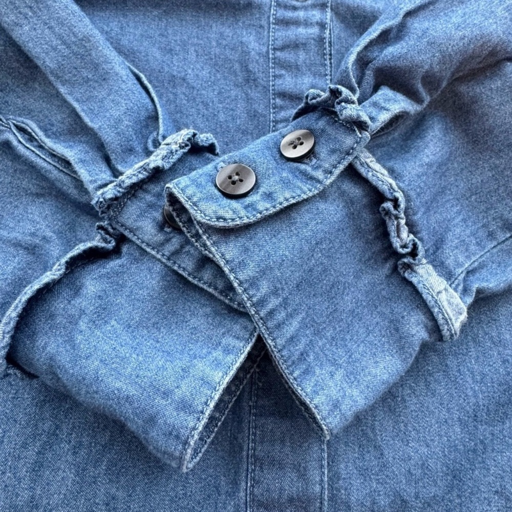 Draper James Chambray Button Front Flounce Hem Sh… - image 5